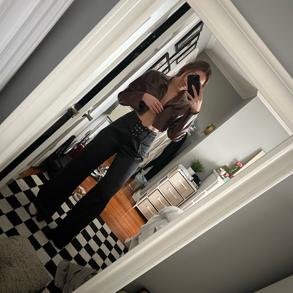 Silk high waisted trousers